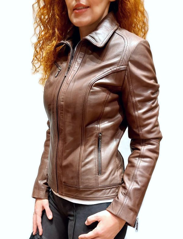 Γυναικείο δερμάτινο καφέ