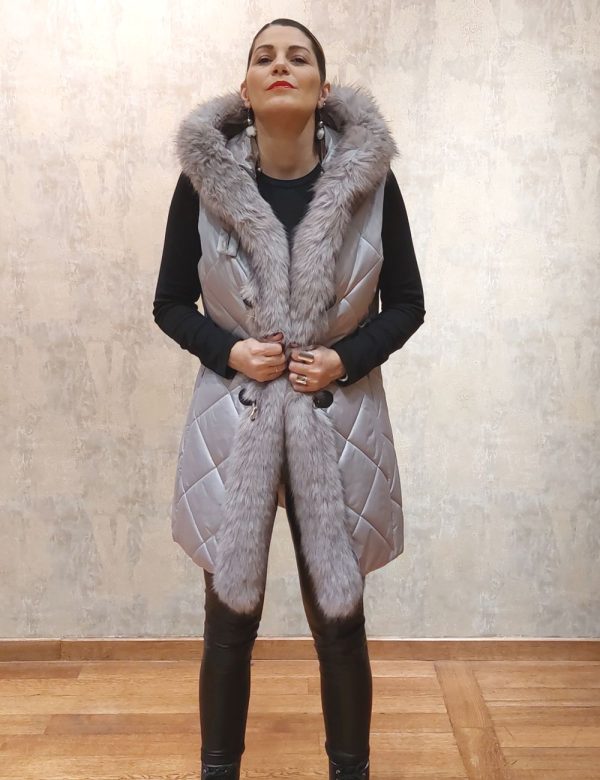 Αμάνικο μπουφάν με γούνα