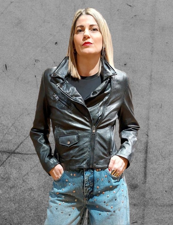 Γυναικείο biker Δερμάτινο