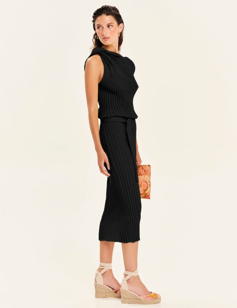 KOURBELA Knit Midi Dress – Seashells _ Black 2