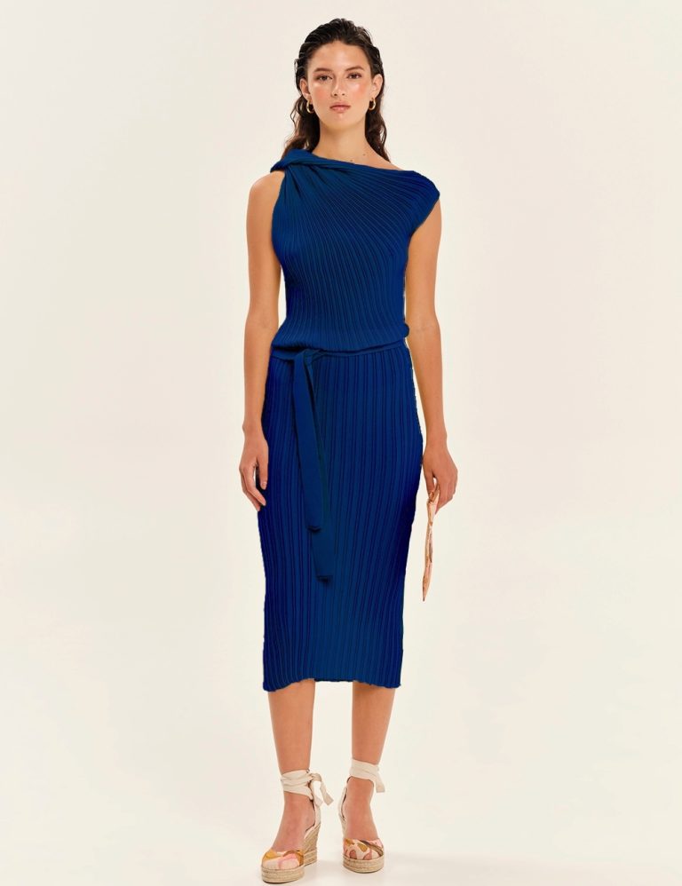 Φόρεμα KOURBELA Knit Midi Dress – Seashells _ Blue 1
