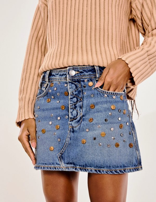 Denim φούστα mini με τρουκ