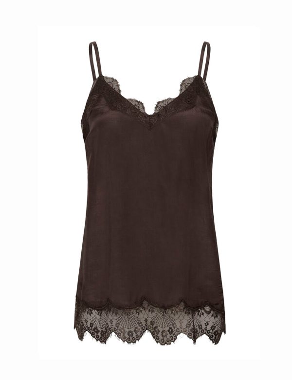 Τοπ με λεπτές τιράντες και δαντέλα στυλ lingerie